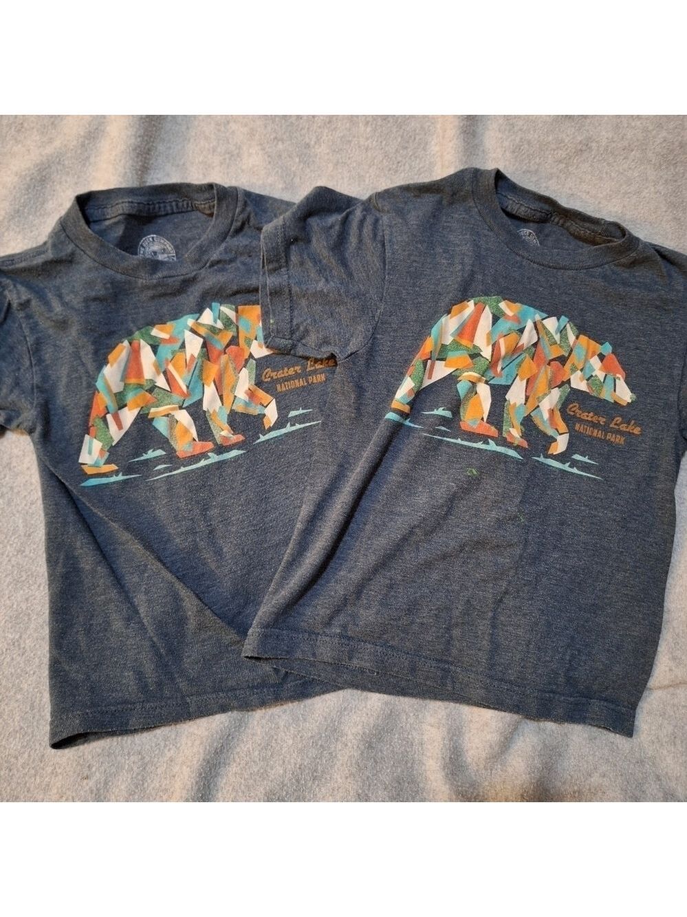 Two Blue Crater Lake Graphic T Shirt Bear XS